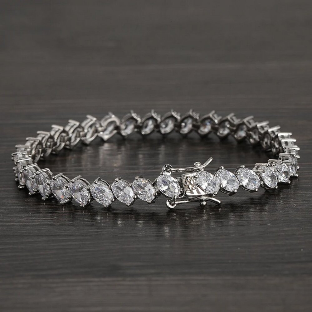 2ct Oval Diamond Womens 14K White Gold Tennis Bracelet 14 Karat Silver Jewelry